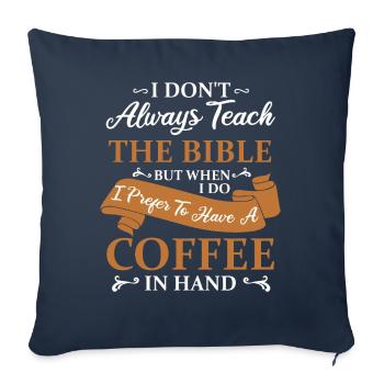 Enseignement biblique et café chrétien - Housse de coussin décorative 45 x 45 cm - bleu marine - Devant