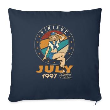 Juillet 1997 Juillet Cadeau d’anniversaire Juillet 1997 - Housse de coussin décorative 45 x 45 cm - bleu marine - Devant