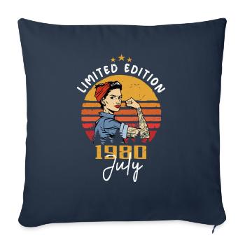 Juillet 1980 - Anniversaire en juillet 1980 Cadeau - Housse de coussin décorative 45 x 45 cm - bleu marine - Devant