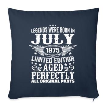 Juillet 1975 | Anniversaire 1975 Né en juillet 1975 - Housse de coussin décorative 45 x 45 cm - bleu marine - Devant