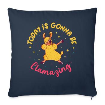 Aujourd’hui va être llamazing drôle lama - Housse de coussin décorative 45 x 45 cm - bleu marine - Devant