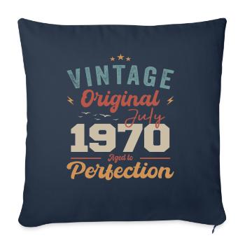 Juillet 1970 Anniversaire Juillet 1970 Original 1970 Juillet - Housse de coussin décorative 45 x 45 cm - bleu marine - Devant
