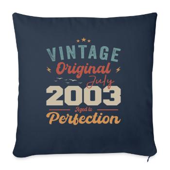 Juillet 2003 Anniversaire Juillet 2003 Original 2003 Juillet - Housse de coussin décorative 45 x 45 cm - bleu marine - Devant