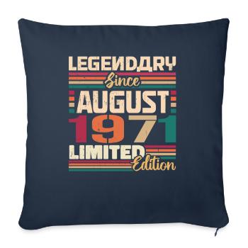 1971 Août Légende de l’anniversaire Août 1971 - Housse de coussin décorative 45 x 45 cm - bleu marine - Devant