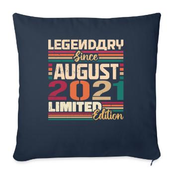 2021 Août Légende de l’anniversaire Août 2021 - Housse de coussin décorative 45 x 45 cm - bleu marine - Devant