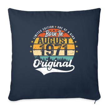 Août 1971 Idées cadeaux d’anniversaire 1971 Août - Housse de coussin décorative 45 x 45 cm - bleu marine - Devant