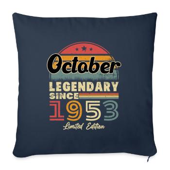Cadeau D'anniversaire Octobre 1953 Vintage - Housse de coussin décorative 45 x 45 cm - bleu marine - Devant