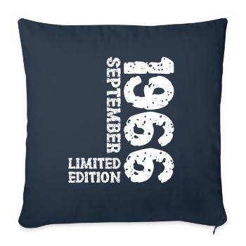 1966 Septembre Édition Limitée 57th Birthday Deco - Housse de coussin décorative 45 x 45 cm - bleu marine - Devant