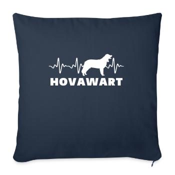 Hovawart Coeur palpitations chien drôle - Housse de coussin décorative 45 x 45 cm - bleu marine - Devant