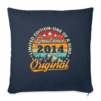 Cadeau D'anniversaire Vintage 2014 - Housse de coussin décorative 45 x 45 cm - bleu marine - Devant