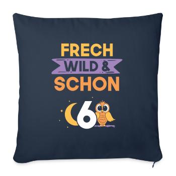 6 Jahre Geburtstag Junge Mädchen Eule - Sofakissenbezug 45 x 45 cm - Navy - Vorne