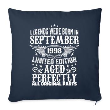 Septembre 1998 Anniversaire Septembre 1998 Septembre - Housse de coussin décorative 45 x 45 cm - bleu marine - Devant