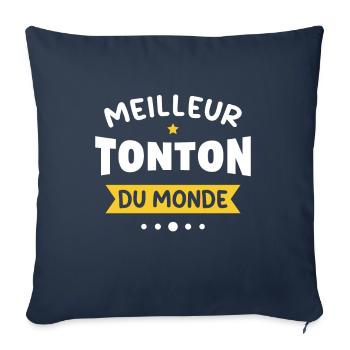 le meilleur tonton du monde - Housse de coussin décorative 45 x 45 cm - bleu marine - Devant