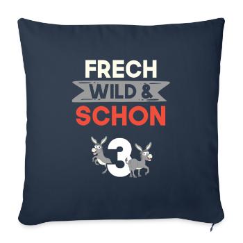 3 Jahre Geburtstag Junge Mädchen Esel - Sofakissenbezug 45 x 45 cm - Navy - Vorne