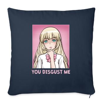 Chibi Anime Girl You Disgust Me - Sofa pillowcase 17,3'' x 17,3'' (45 x 45 cm) - navy - Front
