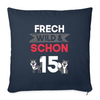 15 Jahre Geburtstag Junge Mädchen Wolf - Sofakissenbezug 45 x 45 cm - Navy - Vorne
