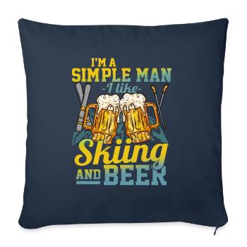 Je suis un homme simple que j’aime skier et bière cadeau - Housse de coussin décorative 45 x 45 cm - bleu marine - Devant