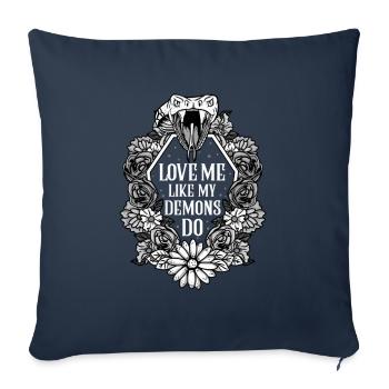 Aimez-moi comme mes démons font un cadeau de sorcière de sorcellerie - Housse de coussin décorative 45 x 45 cm - bleu marine - Devant