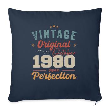 Octobre 1980 Cadeau d’anniversaire 1980 Octobre - Housse de coussin décorative 45 x 45 cm - bleu marine - Devant
