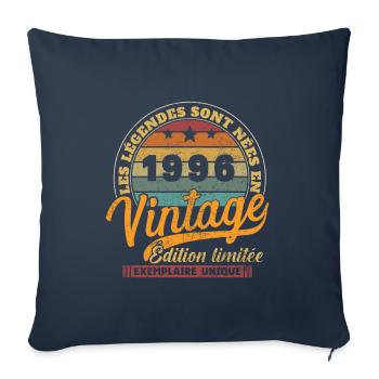 1996 Vintage Nées En 1996 Cadeau D'anniversaire - Housse de coussin décorative 45 x 45 cm - bleu marine - Devant