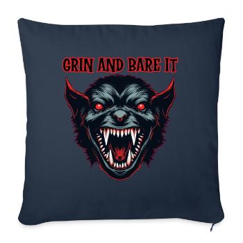 Demon head, Grin and bare it. - Sofa pillowcase 17,3'' x 17,3'' (45 x 45 cm) - navy - Front