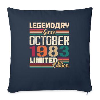 Octobre 1983 Millésime - Cadeau d’anniversaire 1983 - Housse de coussin décorative 45 x 45 cm - bleu marine - Devant