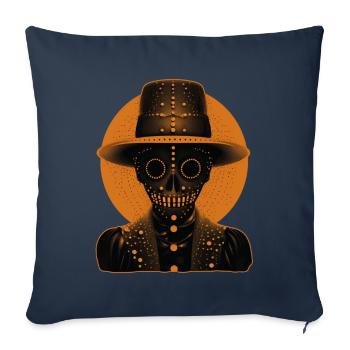 Une tête ressemblant à un squelette portant un chapeau - Housse de coussin décorative 45 x 45 cm - bleu marine - Devant