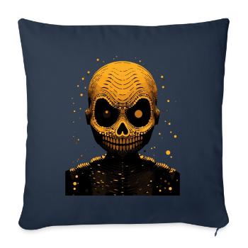 CReepy Tête de squelette jaune - Housse de coussin décorative 45 x 45 cm - bleu marine - Devant