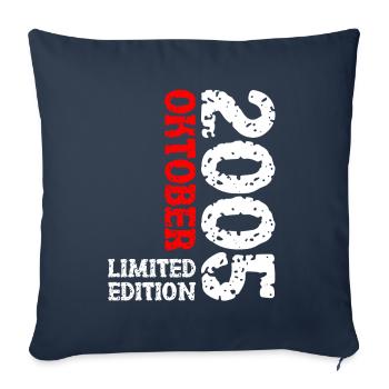 2005 Oktober Limited Edition 18. Geburtstag Deko - Sofakissenbezug 45 x 45 cm - Navy - Vorne