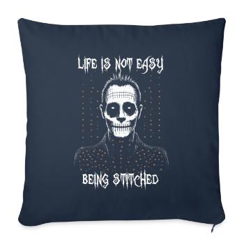 La vie n’est pas facile d’être cousu, monstre de Franken - Housse de coussin décorative 45 x 45 cm - bleu marine - Devant