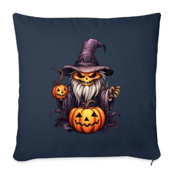 sorcière squelette citrouille - Housse de coussin décorative 45 x 45 cm - bleu marine - Devant
