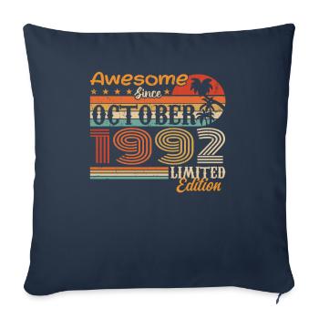 Millésime d’octobre 1992 - Octobre 1992 - Housse de coussin décorative 45 x 45 cm - bleu marine - Devant