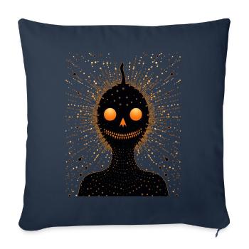 Un monstre souriant orange effrayant - Housse de coussin décorative 45 x 45 cm - bleu marine - Devant
