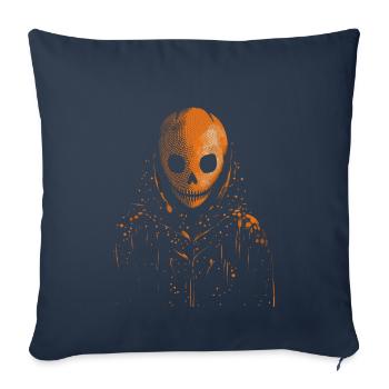 Skelett Kopffigur mit Umhang, HAlloween - Sofakissenbezug 45 x 45 cm - Navy - Vorne