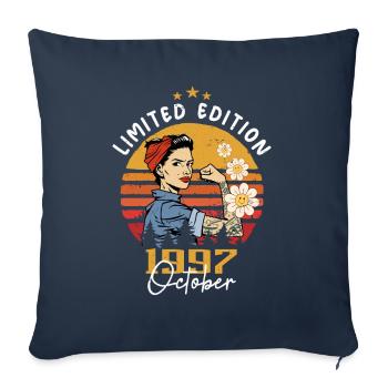 Né en octobre 1997 | Octobre 1997 - Housse de coussin décorative 45 x 45 cm - bleu marine - Devant
