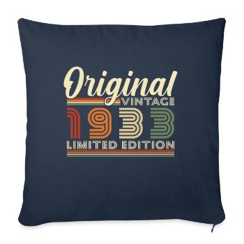 Vintage 1933 Vintage cadeau d’anniversaire rétro - Housse de coussin décorative 45 x 45 cm - bleu marine - Devant