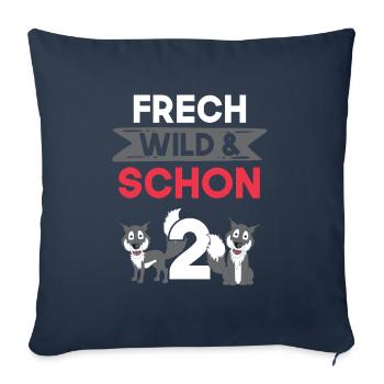 2 Jahre Geburtstag Junge Mädchen Wolf - Sofakissenbezug 45 x 45 cm - Navy - Vorne