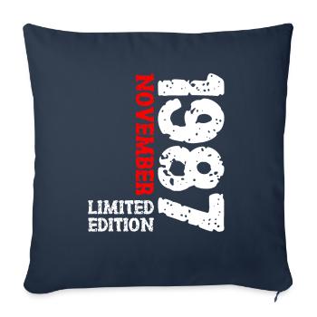 1987 novembre édition limitée 36e anniversaire décoration - Housse de coussin décorative 45 x 45 cm - bleu marine - Devant