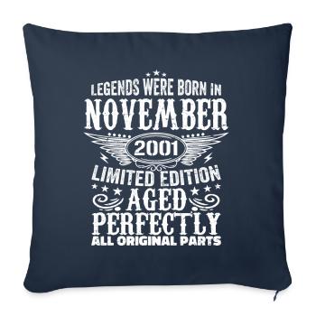 Légendaire depuis novembre 2001 - novembre 2001 - Housse de coussin décorative 45 x 45 cm - bleu marine - Devant