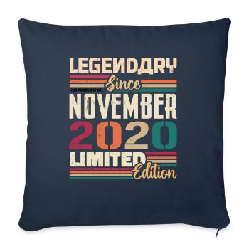 Légendaire depuis novembre 2020 - Cadeau 2020 - Housse de coussin décorative 45 x 45 cm - bleu marine - Devant