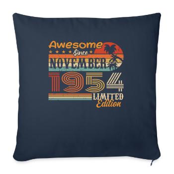 Une légende est née en novembre 1954 - 1954 - Housse de coussin décorative 45 x 45 cm - bleu marine - Devant