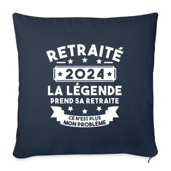 Retraité 2024 Pour Homme Femme Départ Retraite - Housse de coussin décorative 45 x 45 cm - bleu marine - Devant