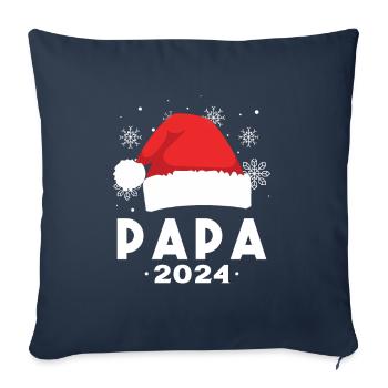 Futur papa 2024 Cadeau de Noël - Housse de coussin décorative 45 x 45 cm - bleu marine - Devant