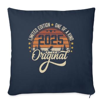 2025 Vintage Vintage rétro cadeau d’anniversaire - Housse de coussin décorative 45 x 45 cm - bleu marine - Devant