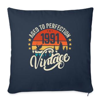 1991 Vintage - Cadeau d’anniversaire 1991 Rétro 1991 - Housse de coussin décorative 45 x 45 cm - bleu marine - Devant