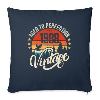 1988 Vintage - Cadeau d’anniversaire 1988 Rétro 1988 - Housse de coussin décorative 45 x 45 cm - bleu marine - Devant