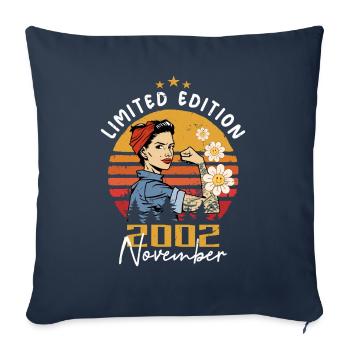 Novembre Millésime 2002 Né Anniversaire Femmes - Housse de coussin décorative 45 x 45 cm - bleu marine - Devant