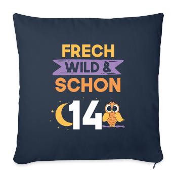 14 Jahre Geburtstag Junge Mädchen Eule - Sofakissenbezug 45 x 45 cm - Navy - Vorne