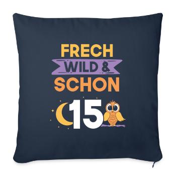 15 Jahre Geburtstag Junge Mädchen Eule - Sofakissenbezug 45 x 45 cm - Navy - Vorne
