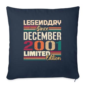 Légendaire depuis décembre 2001 Millésime décembre 2001 - Housse de coussin décorative 45 x 45 cm - bleu marine - Devant